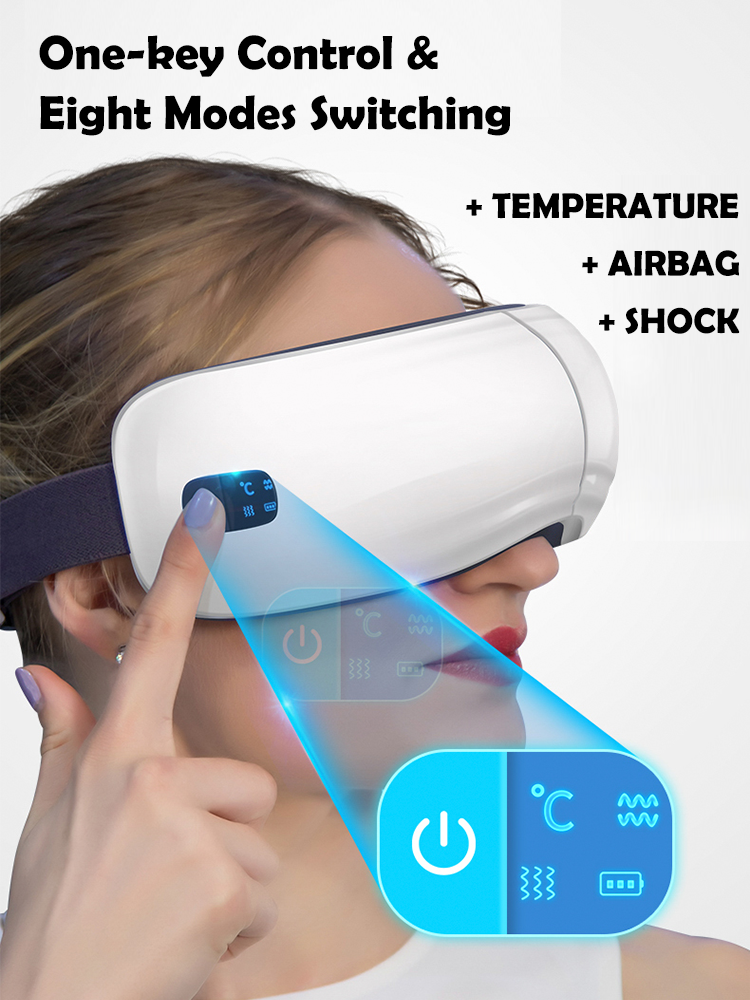 Горячие Продажи Перезаряжаемый Ручной Мини 3D Массажер Для Глаз Подушка Безопасности Графеновый Нагревательный Вибрационный Массажер Для Глаз с Bluetooth Музыкой