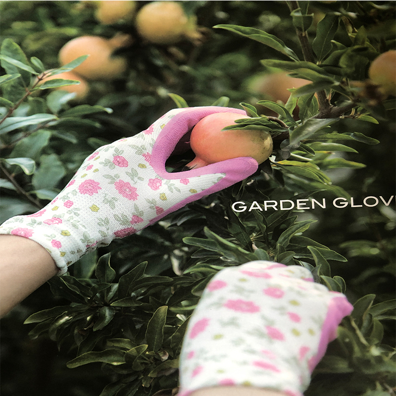 Полная цветочная печать 13 защитных рабочих перчаток из полиэстера с полиуретановым покрытием