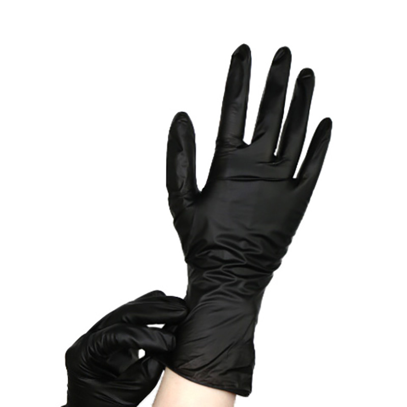 Черные экологически чистые виниловые защитные одноразовые перчатки