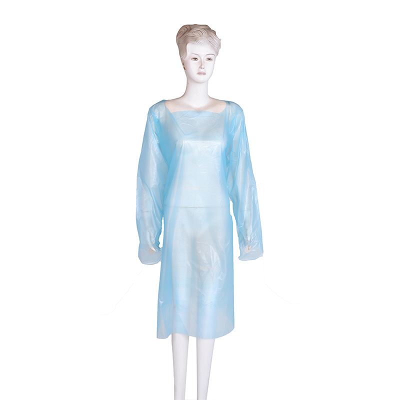 Заводское одноразовое полиэтиленовое платье, манжета с петлей для большого пальца, изоляция CPE, синее платье, cpe